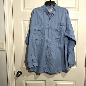Outdoor By Hilton Long Sleeved Ventilated Fishing Shirt - Blue - Size Large